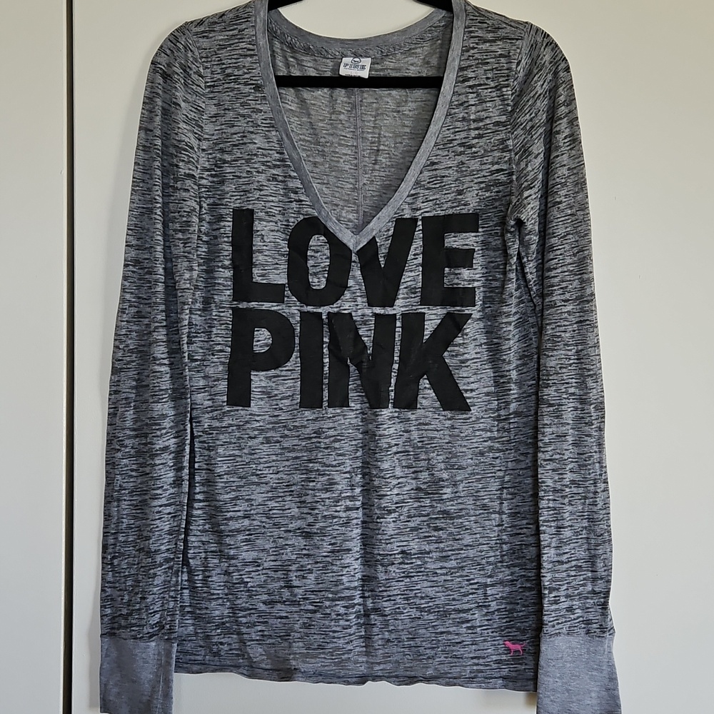 PINK Victoria's Secret Long Sleeve Burnout Tee Size Large